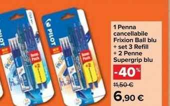 Carrefour Pilot Penna A Sfera Frixion Ball Cancellabile Blu offerta