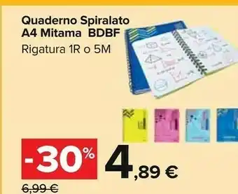 Carrefour Mitama Quaderno Spiralato A4 offerta