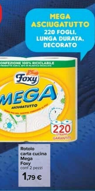 Carrefour Foxy Rotolo Carta Cucina Mega offerta