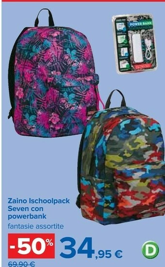 Carrefour Zaino Ischoolpack Seven Con Powerbank offerta
