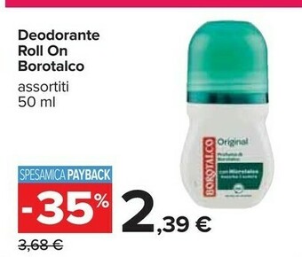 Carrefour Borotalco Deodorante Roll On offerta