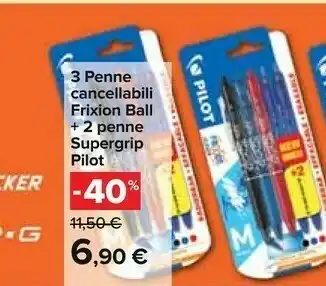 Carrefour Pilot Penne Frixion Ball ''Mika Limited Edition' Nero Blu Rosso offerta