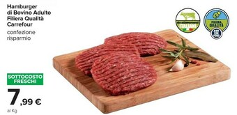 Carrefour Carrefour Hamburger Di Bovino Adulto Filiera Qualita offerta