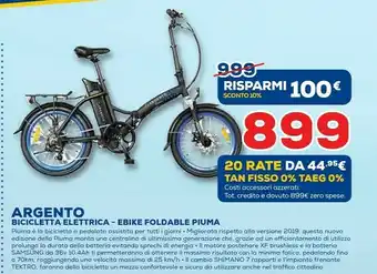 Euronics Argento Bicicletta Elettrica EBike Foldable Piuma offerta