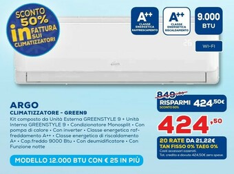 Euronics Argo Climatizzatore GREEN9 offerta