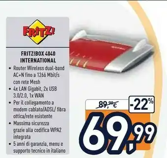 Unieuro Fritz! Box 4040 International offerta