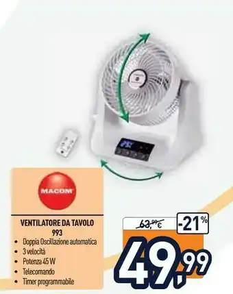 Unieuro Macom Ventilatore Da Tavolo 993 offerta