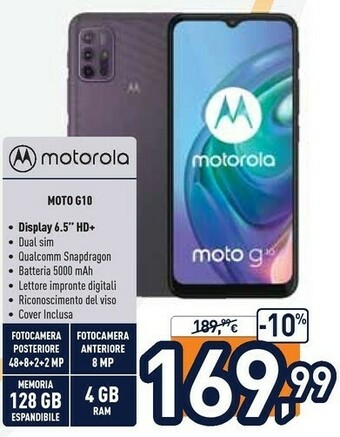 Unieuro Motorola Moto G10 16,5 Cm (6.5") Doppia SIM Android 11 4G USB Tipo-C 4 GB 128 GB 5000 MAh Grigio offerta