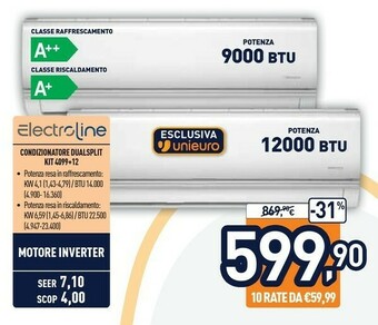 Unieuro Electroline Condizionatore Dualsplit Kit 4099+12 offerta
