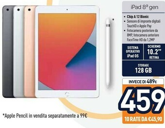 Unieuro Apple IPad 10.2" (ottava Gen.) Wi-Fi 128GB - Oro offerta