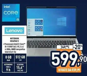 Unieuro Lenovo Notebook Ideapad 5 offerta