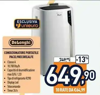 Unieuro DeLonghi PAC EL98 ECOREALFEEL Nero, Grigio, Bianco offerta