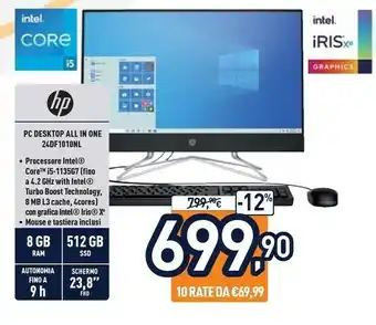 Unieuro HP PC Desktop All In One 24DF1010NL offerta