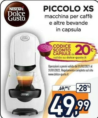 Unieuro Nescafé Macchina Per Caffe Piccolo XS offerta