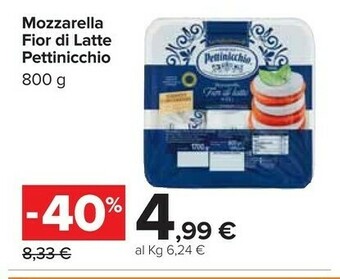 Carrefour Pettinicchio Mozzarella Fior Di Latte 800 G(ml) offerta