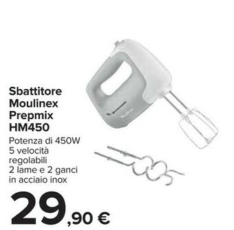 Carrefour Moulinex HM450 PrepMix, Sbattitore Elettrico, Potenza Di 450 W, 5 Velocità Regolabili E Un Pulsante Turbo offerta
