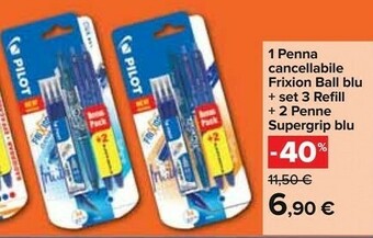 Carrefour Pilot Penna A Sfera Frixion Ball Cancellabile Blu offerta