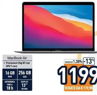 Unieuro Apple MacBook Air 16 GB 256 GB offerta