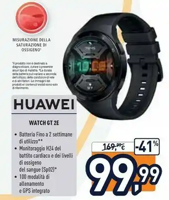 Unieuro Huawei WATCH GT 2e 3,53 Cm (1.39") 46 Mm AMOLED Nero GPS (satellitare) offerta