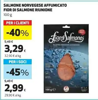 Coop Riunione Salmone Norvegese Affumicato Fior Di Salmone 100 G offerta