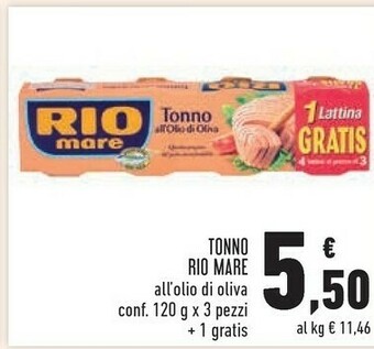 Conad Rio Mare Tonno All'Olio Di Oliva 480 G(ml) offerta