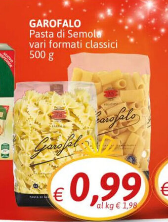 Crai Garofalo Pasta di Semola vari formati classici 500 g offerta