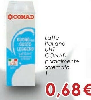 Conad Conad - Latte Parzialmente Scremato U.H.T. 1000 G(ml) offerta