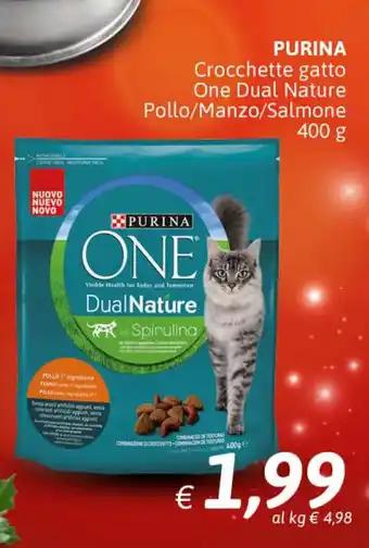 Crai Purina Crocchette gatto One Dual Nature Pollo/Manzo/Salmone 400 g offerta
