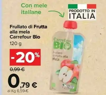 Carrefour Carrefour Frullato Di Frutta Alla Mela Bio 120 G offerta