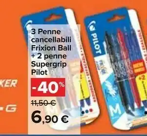 Carrefour Carrefour 3 Penne Cancellabili Nere offerta