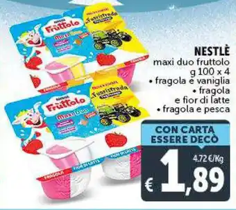 Deco Supermercati Nestlè maxi duo fruttolo g 100 x 4/fragola e vaniglia/fragola e fior di latte/fragola e pesca offerta