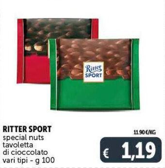 Deco Supermercati Ritter Sport special nuts tavoletta di cioccolato vari tipi g 100 offerta