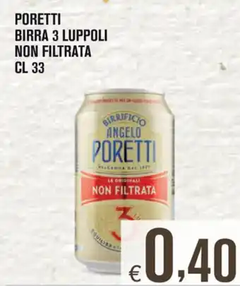 Adhoc Poretti Birra 3 Luppoli non Filtrata 33cl offerta