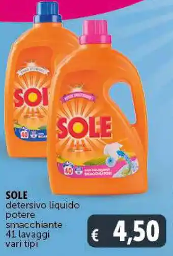 Deco Supermercati Sole detersivo liquido potere smacchiante 41 lavaggi vari tipi offerta