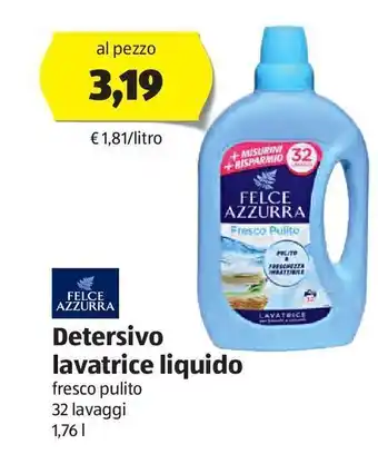 ALDI Detersivo lavatrice liquido offerta