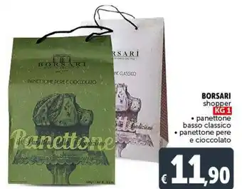 Deco Supermercati Borsari shopper panettone basso classico/panettone pere e cioccolato 1 kg offerta