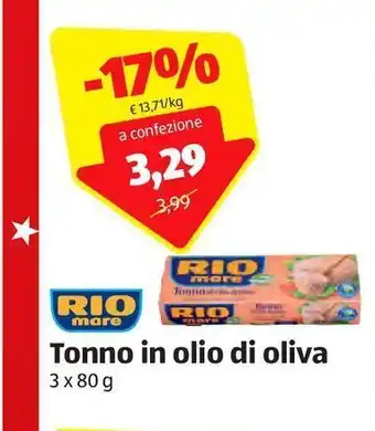 ALDI Tonno in olio di oliva offerta