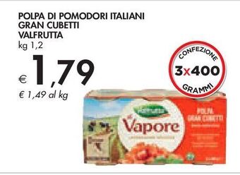 Bennet Polpa di pomodori italiani gran cubetti valfrutta kg 1.2 offerta