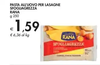 Bennet Pasta all'uovo per lasagne sfogliagrezza rana g 250 offerta