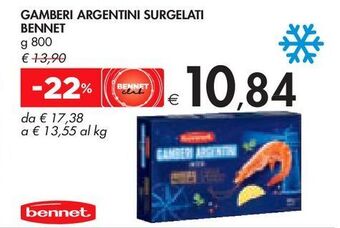 Bennet Gamberi argentini surgelati bennet g 800 offerta