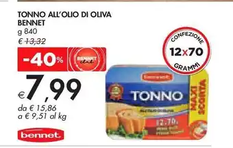 Bennet Tonno in olio d'oliva bennet g 840 offerta