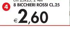 Bennet 8 bicchieri rossi cl 25 offerta