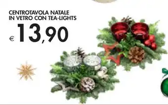 Centrotavola natale in vetro con tea-lights