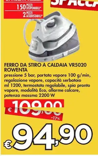 Ferro da stiro a caldaia vr5020 rowenta