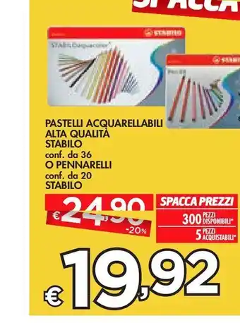 Bennet Pastelli acquarellabili alta qualità stabilo conf da 36 o pennarelli conf da 20 stabilo offerta