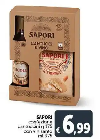 Deco Supermercati Sapori confezione cantuccini g 175 con vin santo ml 375 offerta