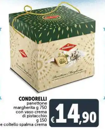 Deco Supermercati Condorelli Panettone Margherita con vaso crema di pistacchio e coltello spalma crema g 750/g150 offerta