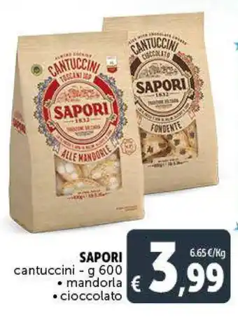Deco Supermercati Sapori cantuccini mandorla/cioccolato g 600 offerta