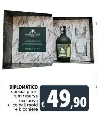 Deco Supermercati Diplomático special pack rum reserva exclusiva + ice ball mold + bicchiere offerta