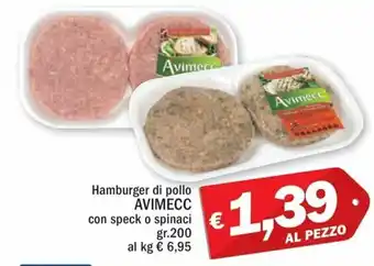 Ard Discount Avimecc Hamburger di Pollo con Speck o Spinaci 200gr offerta